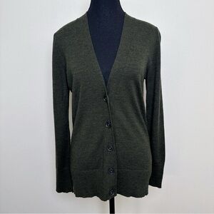 GAP Womens Xsmall Vneck Dark Green Merino Wool Cardigan CN